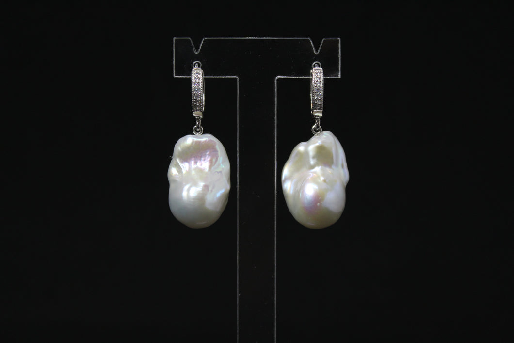 BO Baroque PAE – Boucles d’oreilles perles baroques & argent 925 zirconium