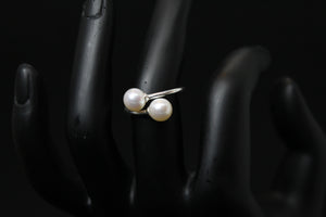 Bague Toi & Moi – Duo de Perles Blanches en Argent 925