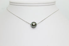 Charger l&#39;image dans la galerie, Collier VAIMOANA – Perle de Tahiti noire/verte &amp; or gris 18K